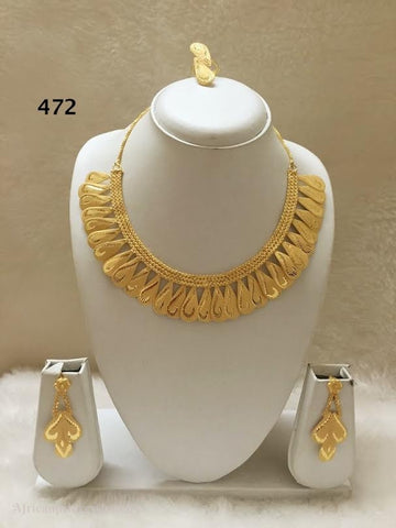 THREE PIECE INDIAN / AFRICAN GOLD PLATED NECKLACE SET