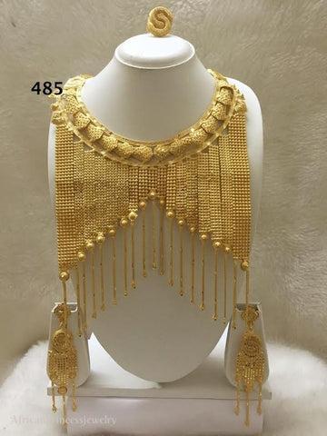 THREE PIECE INDIAN / AFRICAN GOLD PLATED NECKLACE SET