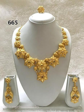 THREE PIECE INDIAN / AFRICAN GOLD PLATED NECKLACE SET