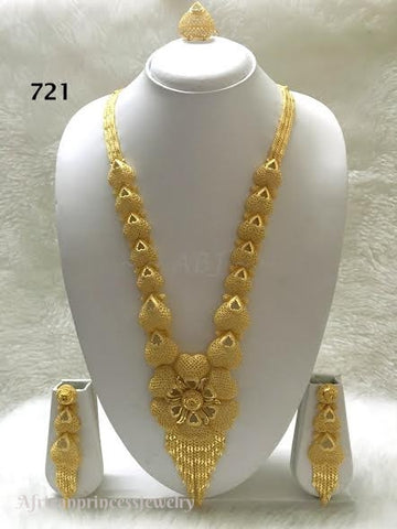THREE PIECE INDIAN / AFRICAN GOLD PLATED NECKLACE SET
