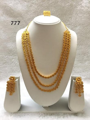 THREE PIECE INDIAN / AFRICAN GOLD PLATED NECKLACE SET