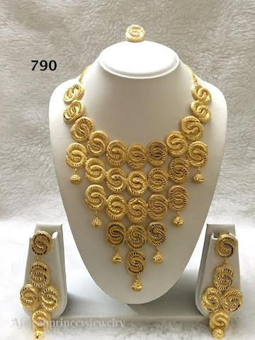 THREE PIECE INDIAN / AFRICAN GOLD PLATED NECKLACE SET