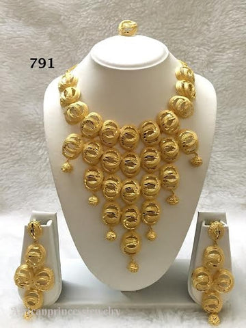 THREE PIECE INDIAN / AFRICAN GOLD PLATED NECKLACE SET