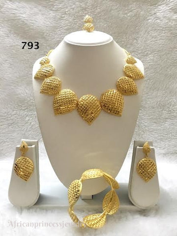 THREE PIECE INDIAN / AFRICAN GOLD PLATED NECKLACE SET