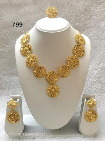 THREE PIECE INDIAN / AFRICAN GOLD PLATED NECKLACE SET