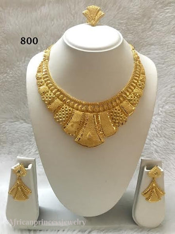 THREE PIECE INDIAN / AFRICAN GOLD PLATED NECKLACE SET