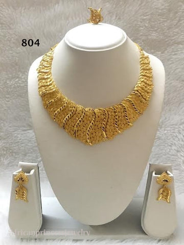 THREE PIECE INDIAN / AFRICAN GOLD PLATED NECKLACE SET