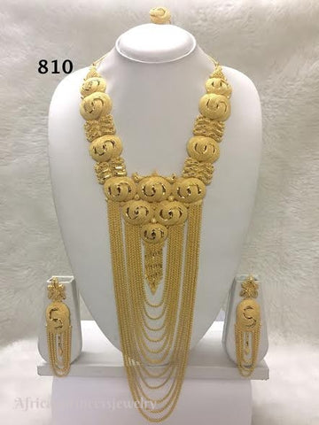 THREE PIECE INDIAN / AFRICAN GOLD PLATED NECKLACE SET