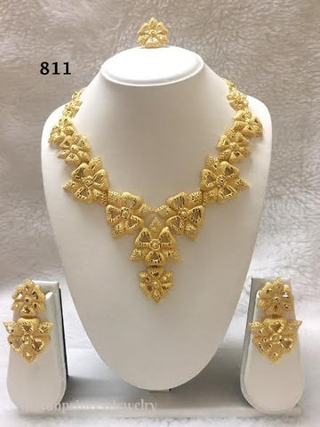 THREE PIECE INDIAN / AFRICAN GOLD PLATED NECKLACE SET
