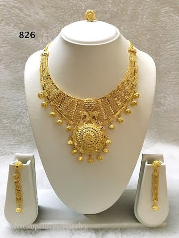 THREE PIECE INDIAN / AFRICAN GOLD PLATED NECKLACE SET