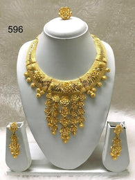 THREE PIECE INDIAN / AFRICAN GOLD PLATED NECKLACE SET