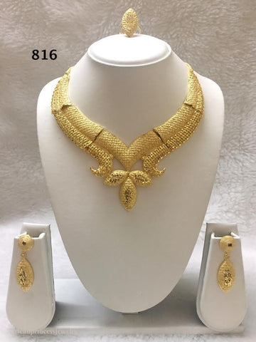 THREE PIECE INDIAN / AFRICAN GOLD PLATED NECKLACE SET