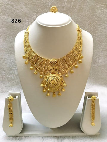 THREE PIECE INDIAN / AFRICAN GOLD PLATED NECKLACE SET