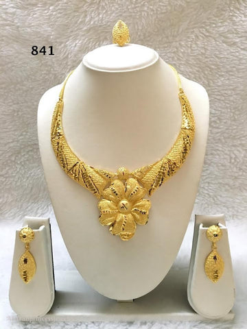 THREE PIECE INDIAN / AFRICAN GOLD PLATED NECKLACE SET