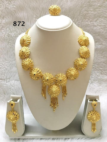 THREE PIECE INDIAN / AFRICAN GOLD PLATED NECKLACE SET