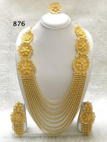 THREE PIECE INDIAN / AFRICAN GOLD PLATED NECKLACE SET