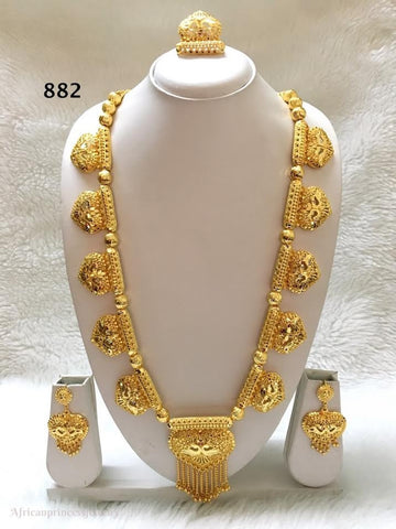 THREE PIECE INDIAN / AFRICAN GOLD PLATED NECKLACE SET