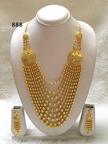THREE PIECE INDIAN / AFRICAN GOLD PLATED NECKLACE SET