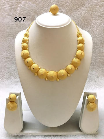 THREE PIECE INDIAN / AFRICAN GOLD PLATED NECKLACE SET