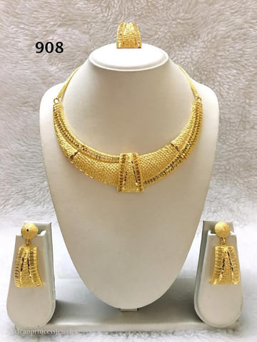 THREE PIECE INDIAN / AFRICAN GOLD PLATED NECKLACE SET