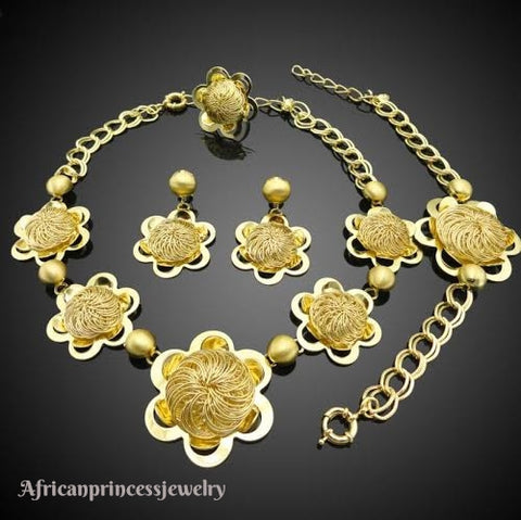 FOUR PIECE 18K GOLD PLATED NECKLACE SET