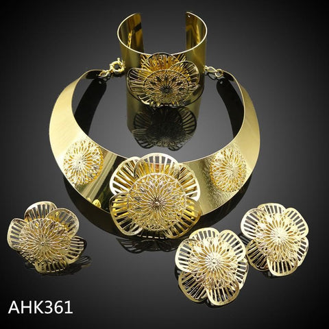 FOUR PIECE GOLD PLATED NECKLACE SET