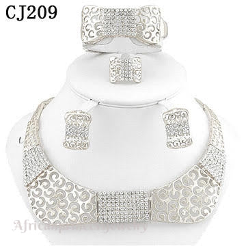 FOUR PIECE 18K WHITE GOLD PLATED SILVER NECKLACE SET