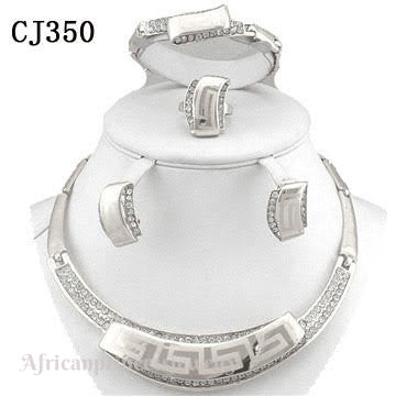 FOUR PIECE 18K WHITE GOLD PLATED SILVER NECKLACE SET