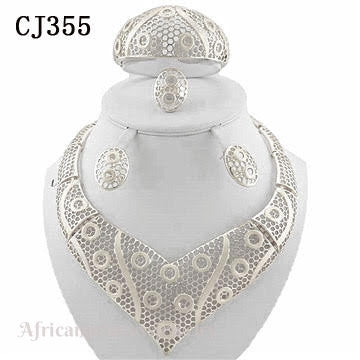 FOUR PIECE 18K WHITE GOLD PLATED SILVER NECKLACE SET