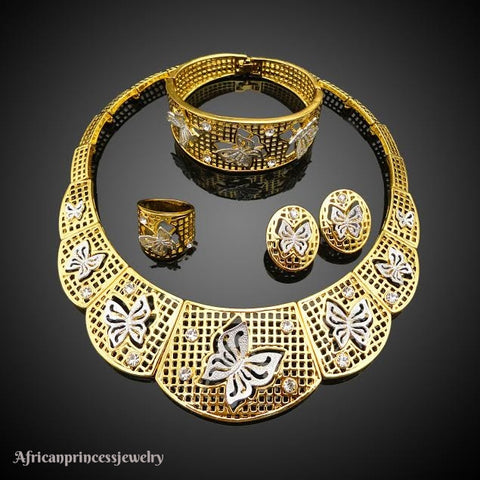FOUR PIECE AFRICAN GOLD PLATED NECKLACE SET