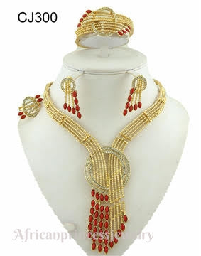 FOUR PIECE 18K GOLD PLATED NECKLACE SET