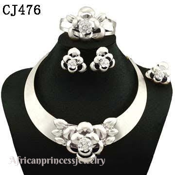 FOUR PIECE 18K WHITE GOLD PLATED NECKLACE SET