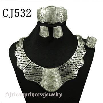 FOUR PIECE 18K  WHITE GOLD PLATED SILVER NECKLACE SET