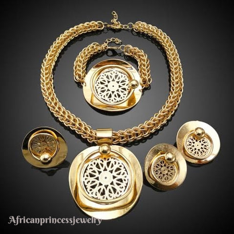 FOUR PIECE 18K GOLD PLATED NECKLACE SET