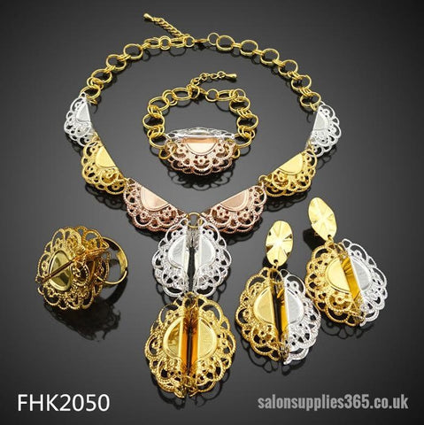 FOUR PIECE 18K GOLD PLATED NECKLACE SET