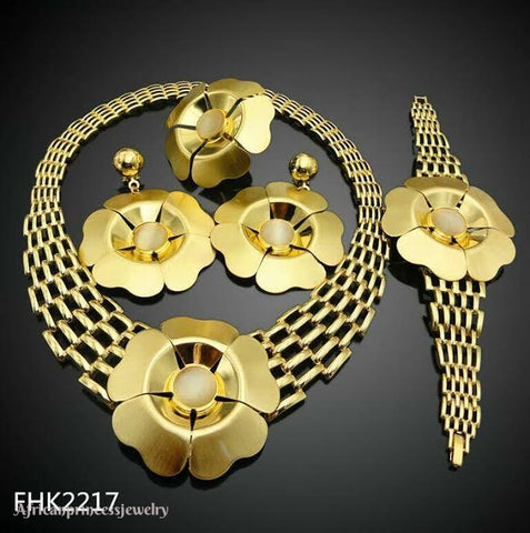 FOUR PIECE 18K GOLD PLATED NECKLACE SET