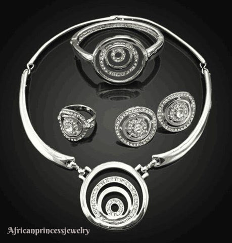FOUR PIECE 18K WHITE GOLD PLATED SILVER NECKLACE SET