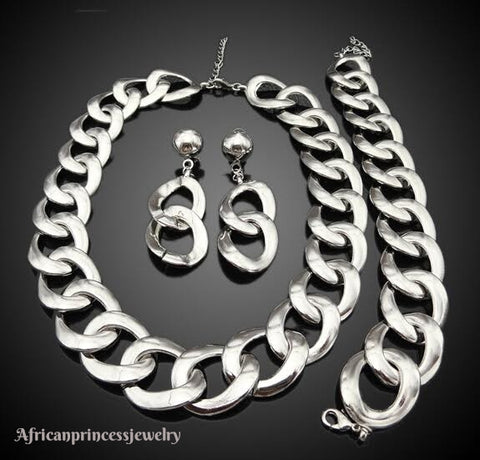 FOUR PIECE 18K WHITE GOLD PLATED SILVER NECKLACE SET