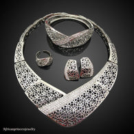 FOUR PIECE 18K  WHITE GOLD PLATED SILVER  NECKLACE SET