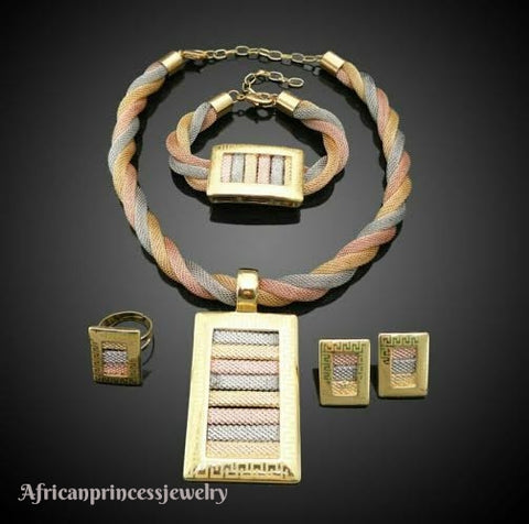 FOUR PIECE 18K GOLD PLATED NECKLACE SET