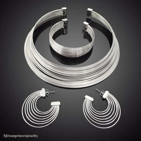 FOUR PIECE 18K WHITE GOLD PLATED SILVER NECKLACE SET