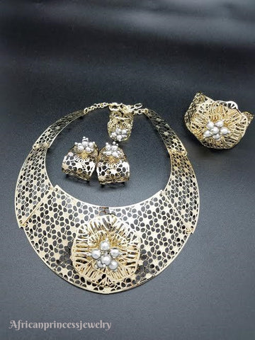 FOUR PIECE 18K GOLD PLATED NECKLACE SET