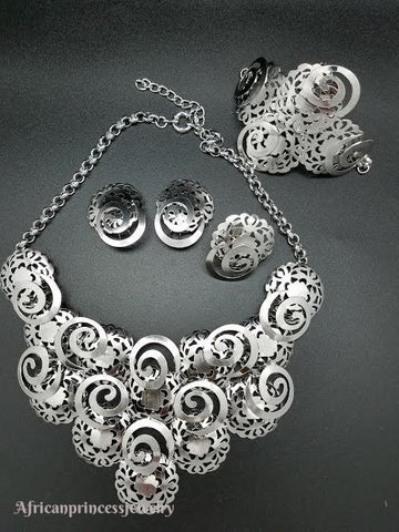 FOUR PIECE 18K WHITE GOLD PLATED SILVER NECKLACE SET