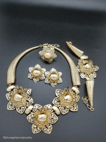FOUR PIECE 18K GOLD PLATED NECKLACE SET