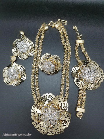 FOUR PIECE 18K GOLD PLATED NECKLACE SET