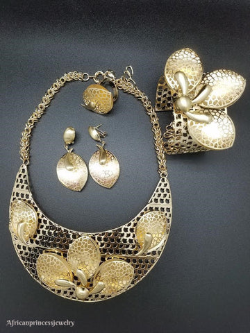 FOUR PIECE 18K GOLD PLATED NECKLACE SET