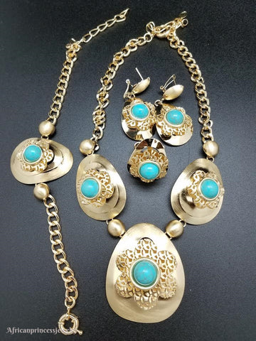 FOUR PIECE 18K GOLD PLATED NECKLACE SET