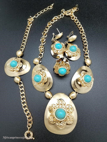 FOUR PIECE 18K GOLD PLATED NECKLACE SET