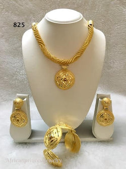 THREE PIECE INDIAN /AFRICAN GOLD PLATED NECKLACE SET