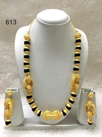 THREE PIECE INDIAN / AFRICAN GOLD PLATED NECKLACE SET